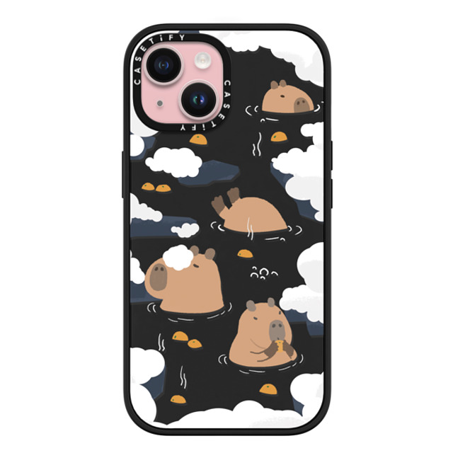 Capybara Biubiu x CASETiFY iPhone 15 ケース マットブラック インパクトケース MagSafe対応 Floating Capybara