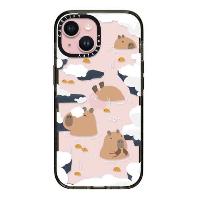 Capybara Biubiu x CASETiFY iPhone 15 ケース ブラック インパクトケース Floating Capybara