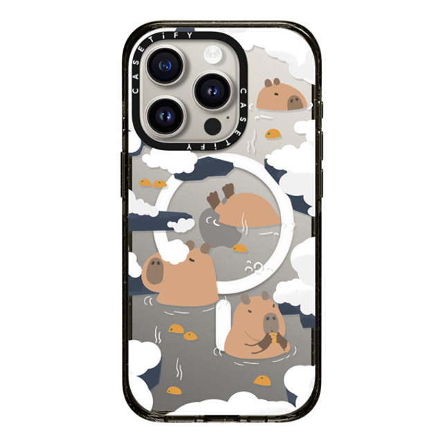 Capybara Biubiu x CASETiFY iPhone 15 Pro ケース ブラック インパクトケース MagSafe対応 Floating Capybara