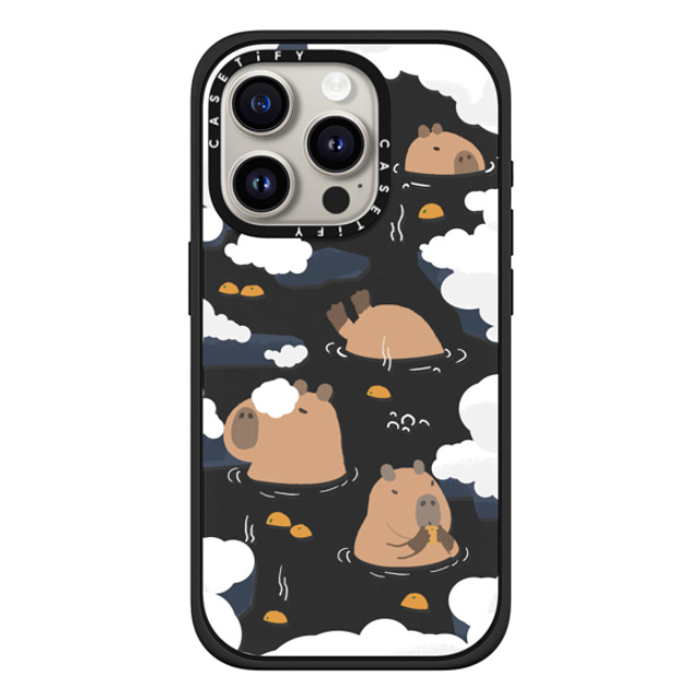 Capybara Biubiu x CASETiFY iPhone 15 Pro ケース マットブラック インパクトケース MagSafe対応 Floating Capybara