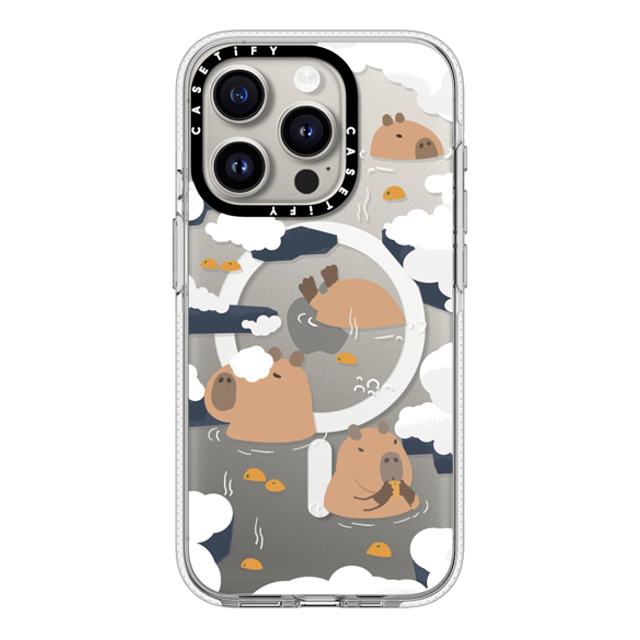 Capybara Biubiu x CASETiFY iPhone 15 Pro ケース クリア クリア ケース MagSafe対応 Floating Capybara