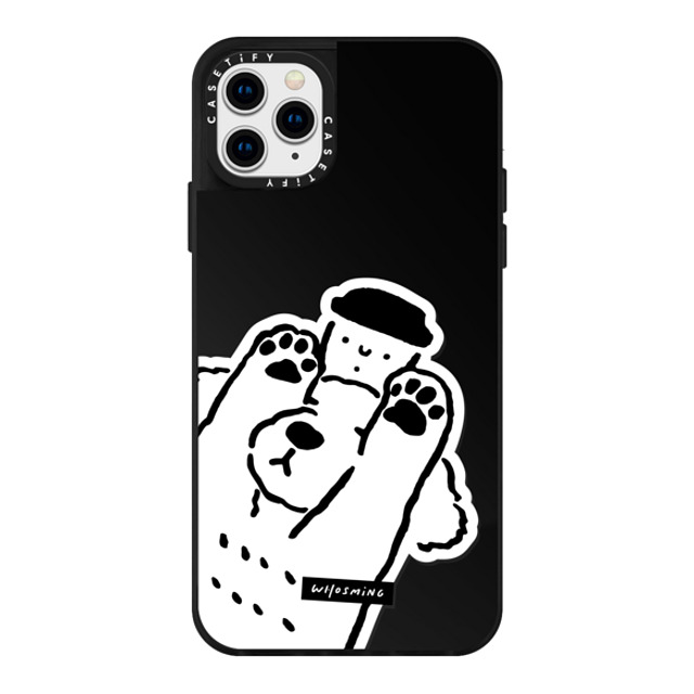 WHOSMiNG x CASETiFY iPhone 11 Pro Max ケース Black on Black ミラーケース DOG LOVES COFFEE