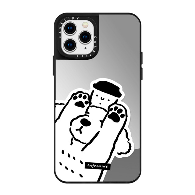 WHOSMiNG x CASETiFY iPhone 11 Pro ケース Silver on Black ミラーケース DOG LOVES COFFEE