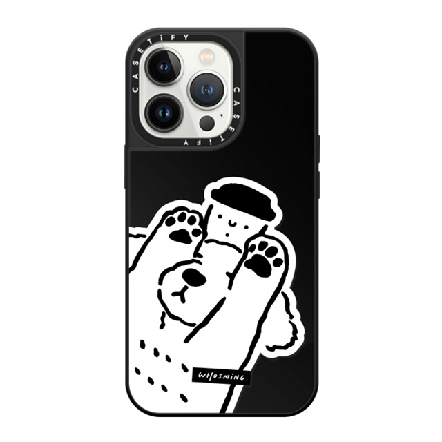 WHOSMiNG x CASETiFY iPhone 13 Pro ケース Black on Black ミラーケース MagSafe対応 DOG LOVES COFFEE