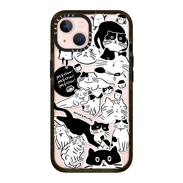 WHOSMiNG x CASETiFY iPhone 13 ケース ブラック インパクトケース MEOW! MEOW! MEOW!