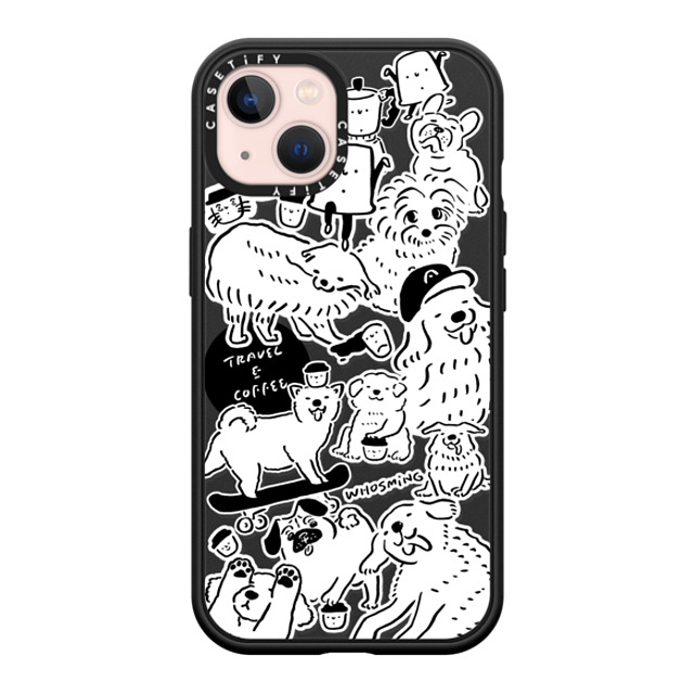 WHOSMiNG x CASETiFY iPhone 13 ケース マットブラック インパクトケース MagSafe対応 DOG STICKERS