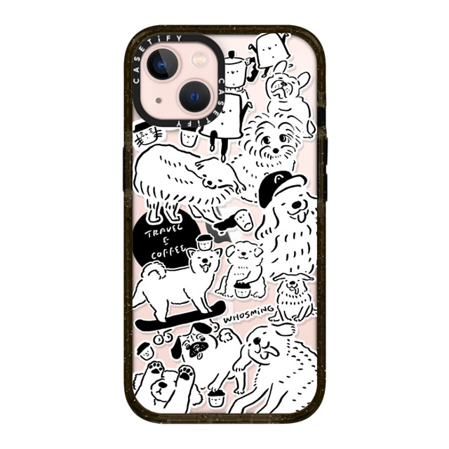 WHOSMiNG x CASETiFY iPhone 13 ケース ブラック インパクトケース MagSafe対応 DOG STICKERS