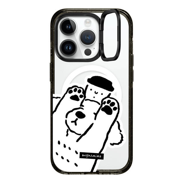 WHOSMiNG x CASETiFY iPhone 14 Pro ケース ブラック インパクトリングスタンドケース MagSafe対応 DOG LOVES COFFEE