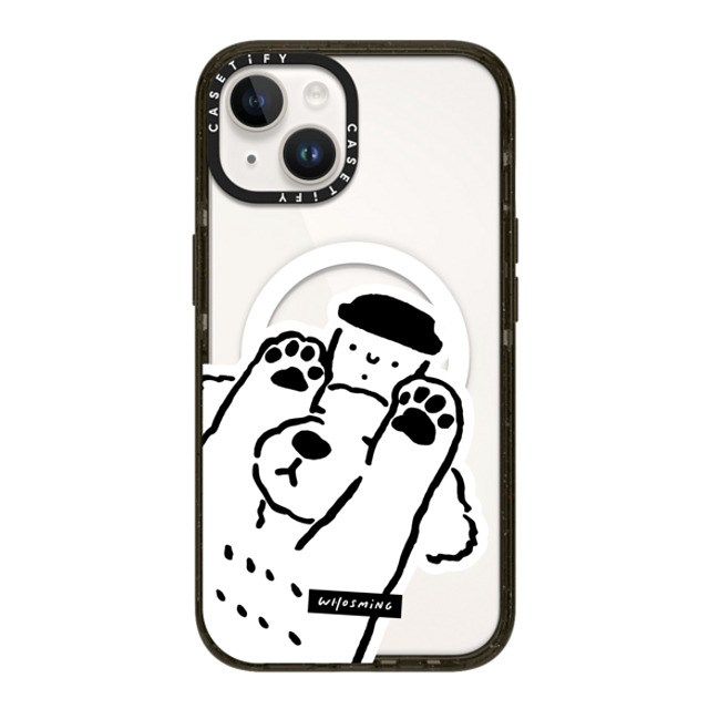 WHOSMiNG x CASETiFY iPhone 14 ケース ブラック インパクトケース MagSafe対応 DOG LOVES COFFEE