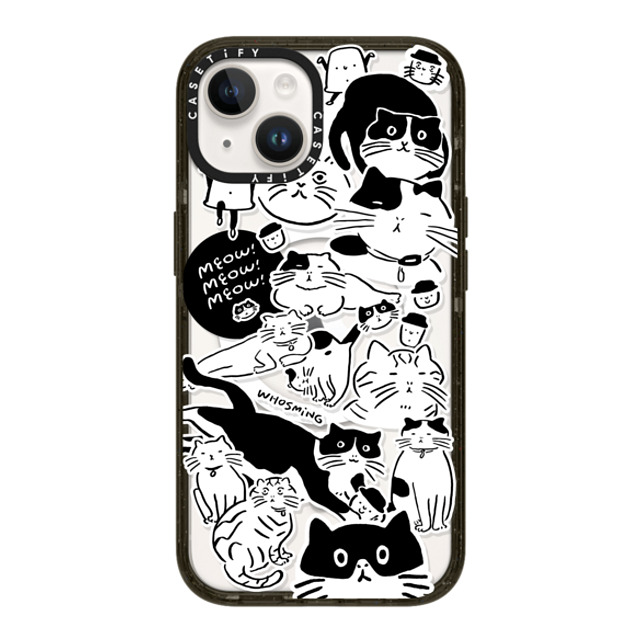 WHOSMiNG x CASETiFY iPhone 14 ケース ブラック インパクトケース MagSafe対応 MEOW! MEOW! MEOW!