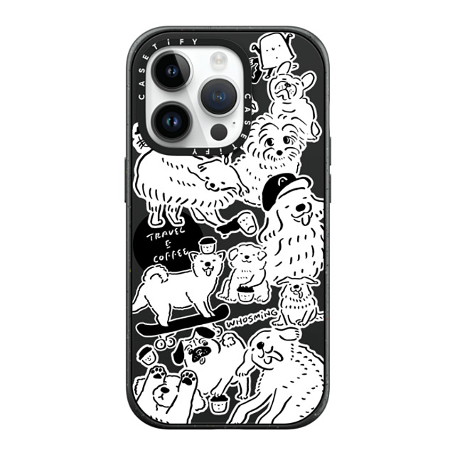 WHOSMiNG x CASETiFY iPhone 14 Pro ケース マットブラック インパクトケース MagSafe対応 DOG STICKERS