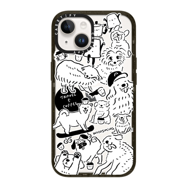 WHOSMiNG x CASETiFY iPhone 14 ケース ブラック インパクトケース DOG STICKERS