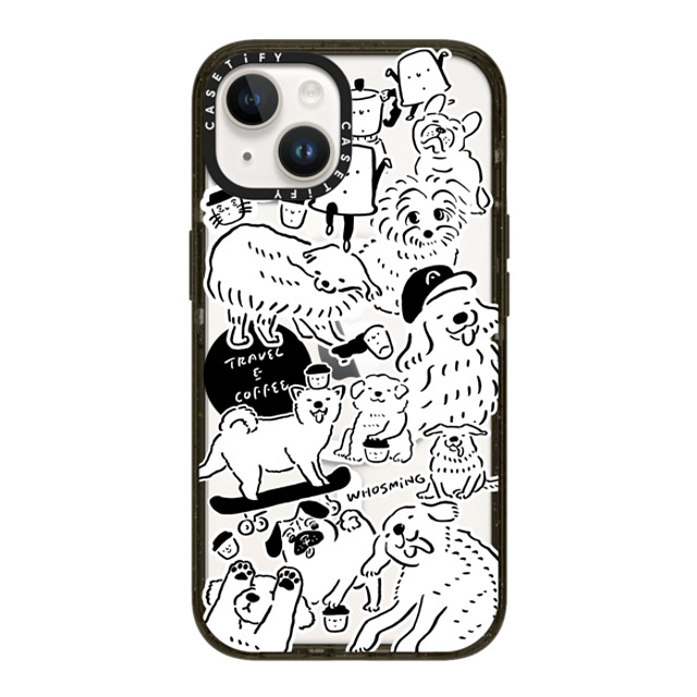 WHOSMiNG x CASETiFY iPhone 14 ケース ブラック インパクトケース MagSafe対応 DOG STICKERS