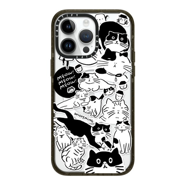 WHOSMiNG x CASETiFY iPhone 14 Pro Max ケース ブラック インパクトケース MagSafe対応 MEOW! MEOW! MEOW!