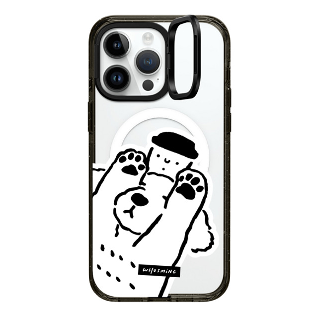 WHOSMiNG x CASETiFY iPhone 14 Pro Max �P�[�X Dog,Animal �u���b�N �C���p�N�g�����O�X�^���h�P�[�X MagSafe�Ή� DOG LOVES COFFEE