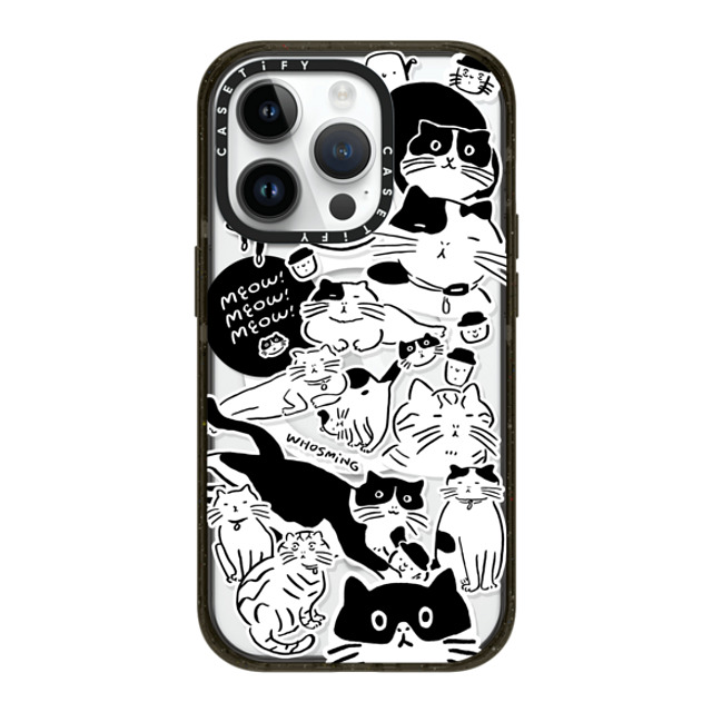 WHOSMiNG x CASETiFY iPhone 14 Pro ケース ブラック インパクトケース MagSafe対応 MEOW! MEOW! MEOW!