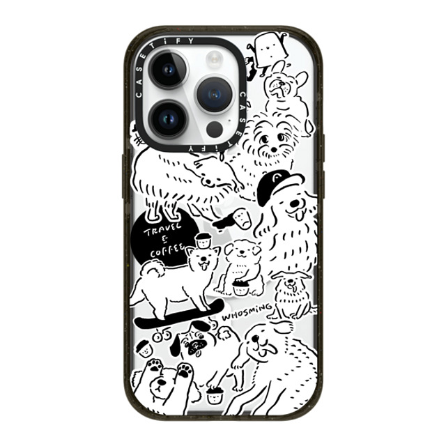 WHOSMiNG x CASETiFY iPhone 14 Pro ケース ブラック インパクトケース MagSafe対応 DOG STICKERS