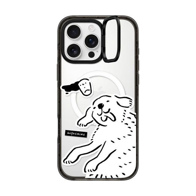 WHOSMiNG x CASETiFY iPhone 16 Pro Max ケース ブラック インパクトリングスタンドケース MagSafe対応 HAPPY DOG