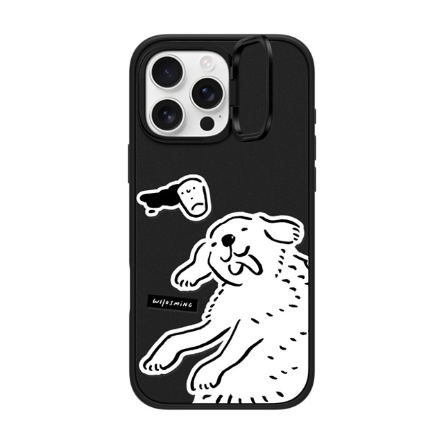 WHOSMiNG x CASETiFY iPhone 16 Pro Max ケース マットブラック インパクトリングスタンドケース MagSafe対応 HAPPY DOG