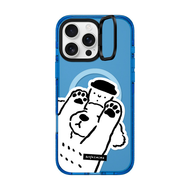 WHOSMiNG x CASETiFY iPhone 16 Pro Max ケース スカイブルー インパクトリングスタンドケース MagSafe対応 DOG LOVES COFFEE