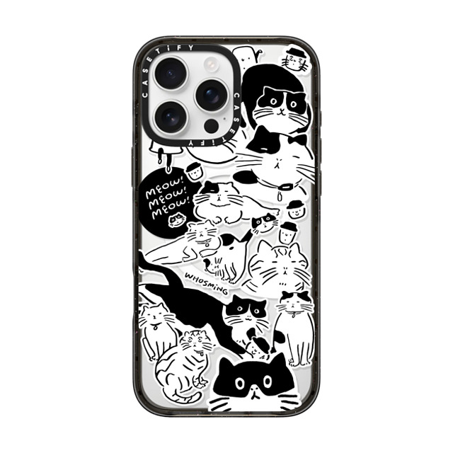 WHOSMiNG x CASETiFY iPhone 16 Pro Max ケース ブラック インパクトケース MagSafe対応 MEOW! MEOW! MEOW!