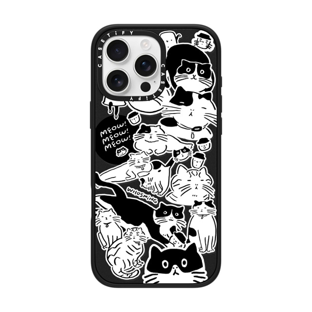 WHOSMiNG x CASETiFY iPhone 16 Pro Max ケース マットブラック インパクトケース MagSafe対応 MEOW! MEOW! MEOW!