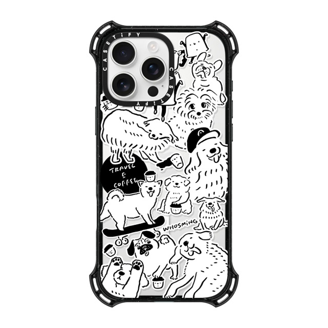 WHOSMiNG x CASETiFY iPhone 16 Pro Max ケース ブラック バウンスケース DOG STICKERS