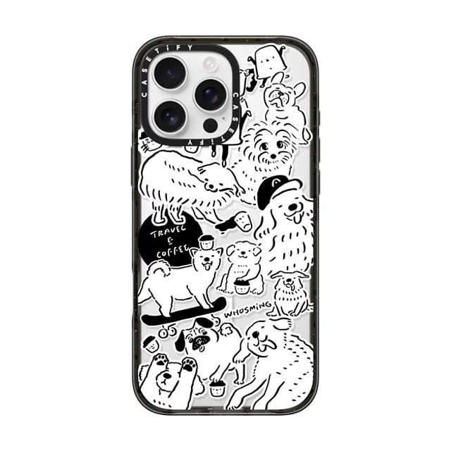 WHOSMiNG x CASETiFY iPhone 16 Pro Max ケース ブラック インパクトケース MagSafe対応 DOG STICKERS