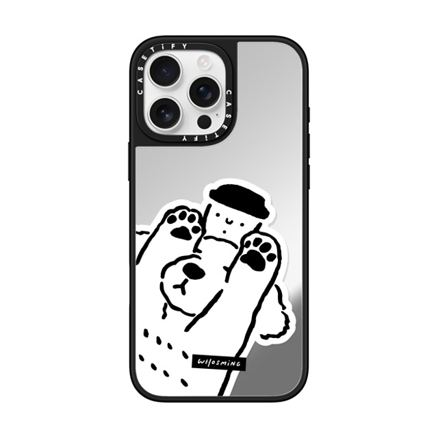 WHOSMiNG x CASETiFY iPhone 16 Pro Max ケース Silver on Black ミラーケース MagSafe対応 DOG LOVES COFFEE