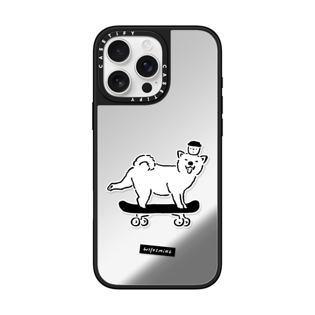 WHOSMiNG x CASETiFY iPhone 16 Pro Max ケース Silver on Black ミラーケース MagSafe対応 SKATER DOG