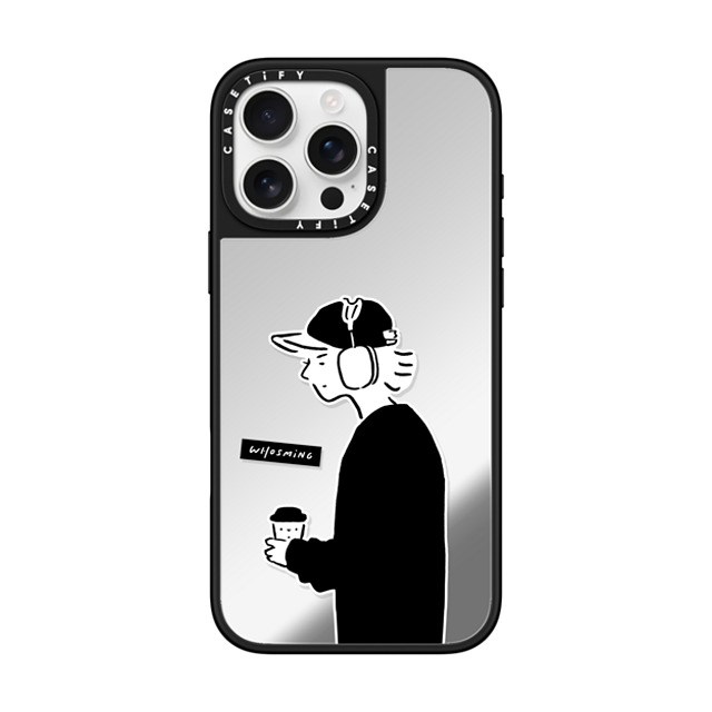 WHOSMiNG x CASETiFY iPhone 16 Pro Max ケース Silver on Black ミラーケース MagSafe対応 PEACEFUL