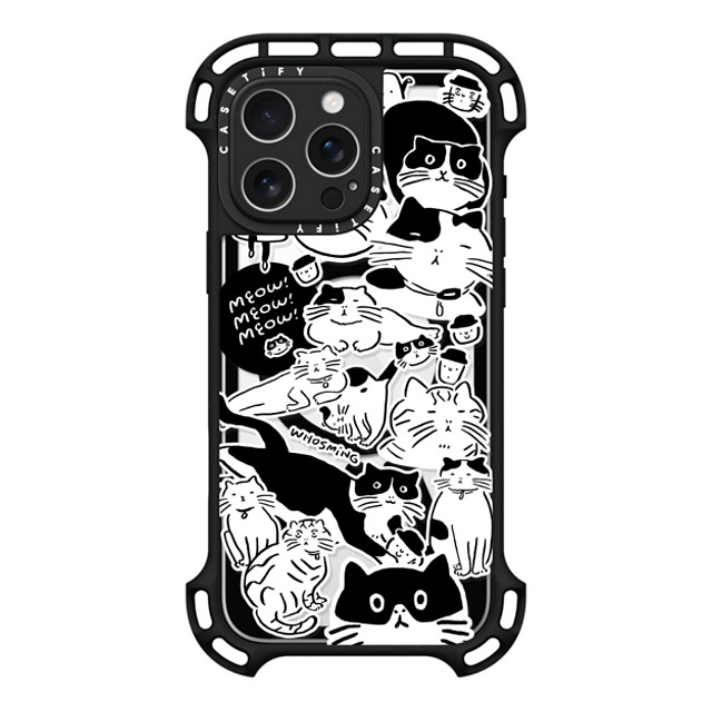 WHOSMiNG x CASETiFY iPhone 16 Pro Max ケース ブラック ウルトラ バウンスケース MagSafe対応 MEOW! MEOW! MEOW!