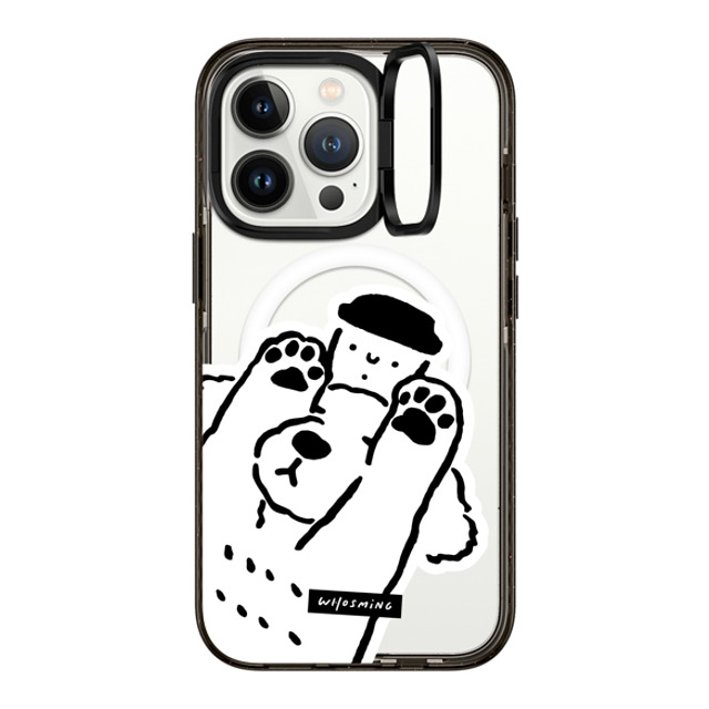 WHOSMiNG x CASETiFY iPhone 13 Pro ケース ブラック インパクトリングスタンドケース MagSafe対応 DOG LOVES COFFEE