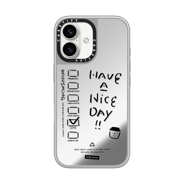 WHOSMiNG x CASETiFY iPhone 16 ケース Coffee,Line Art シルバー (シルバーバンパー) ミラーケース MagSafe対応 WHOSMiNG - COFFEE CUP Father's Day WHOSMiNG x CASETiFY iPhone 16 ケース Coffee,Line Art シルバー (シルバーバンパー) ミラーケース MagSafe対応 WHOSMiNG - COFFEE CUP Father's Day