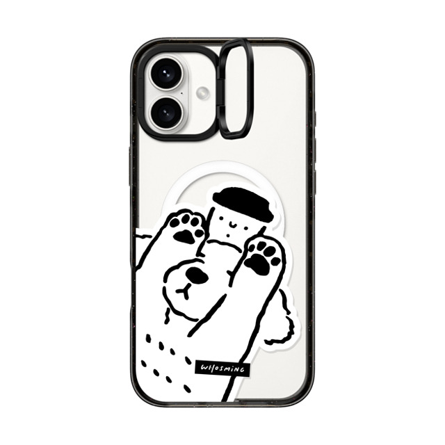 WHOSMiNG x CASETiFY iPhone 16 Plus ケース ブラック インパクトリングスタンドケース MagSafe対応 DOG LOVES COFFEE