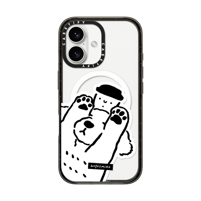 WHOSMiNG x CASETiFY iPhone 16 ケース ブラック インパクトケース MagSafe対応 DOG LOVES COFFEE