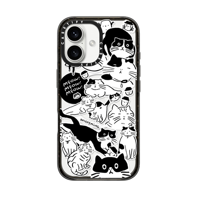 WHOSMiNG x CASETiFY iPhone 16 ケース ブラック インパクトケース MagSafe対応 MEOW! MEOW! MEOW!