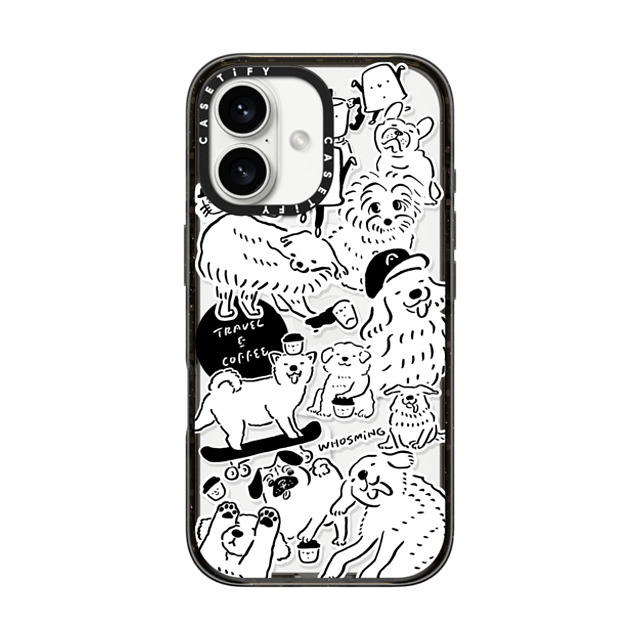 WHOSMiNG x CASETiFY iPhone 16 ケース ブラック インパクトケース MagSafe対応 DOG STICKERS