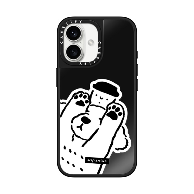 WHOSMiNG x CASETiFY iPhone 16 ケース Black on Black ミラーケース MagSafe対応 DOG LOVES COFFEE