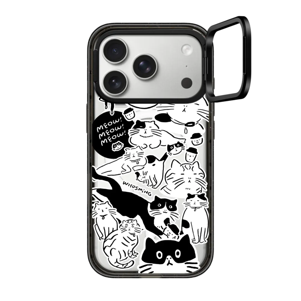Impact Ring Stand iPhone 17 Pro Case MagSafe Compatible - MEOW! MEOW! MEOW!