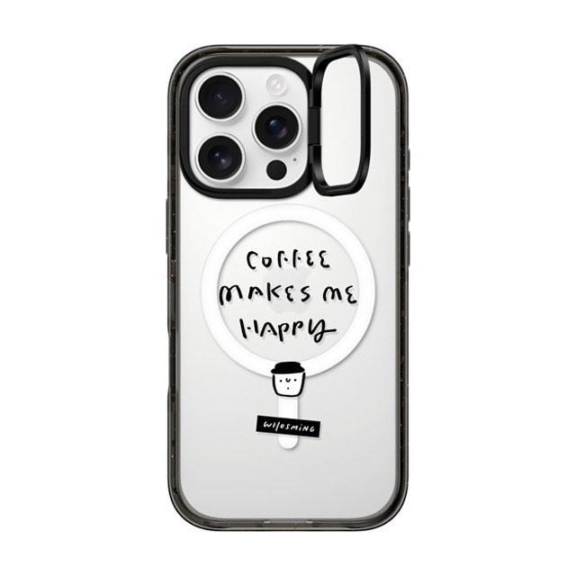 WHOSMiNG x CASETiFY iPhone 16 Pro ケース ブラック インパクトリングスタンドケース MagSafe対応 WHOSMiNG - HAPPY