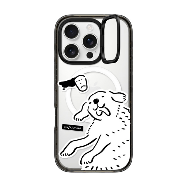 WHOSMiNG x CASETiFY iPhone 16 Pro ケース ブラック インパクトリングスタンドケース MagSafe対応 HAPPY DOG