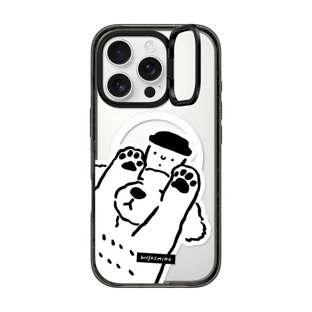 WHOSMiNG x CASETiFY iPhone 16 Pro ケース ブラック インパクトリングスタンドケース MagSafe対応 DOG LOVES COFFEE