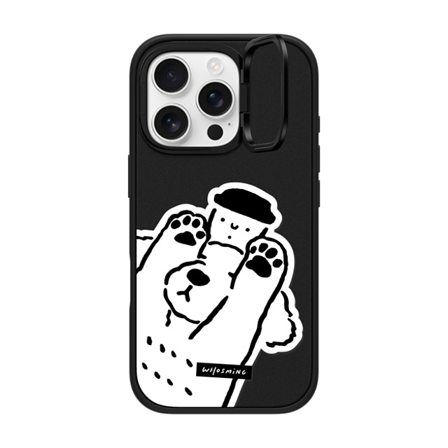 WHOSMiNG x CASETiFY iPhone 16 Pro ケース マットブラック インパクトリングスタンドケース MagSafe対応 DOG LOVES COFFEE