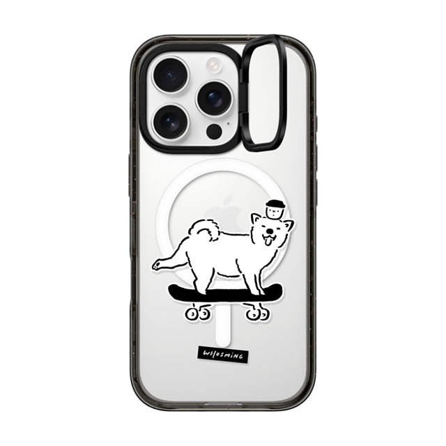 WHOSMiNG x CASETiFY iPhone 16 Pro ケース ブラック インパクトリングスタンドケース MagSafe対応 SKATER DOG