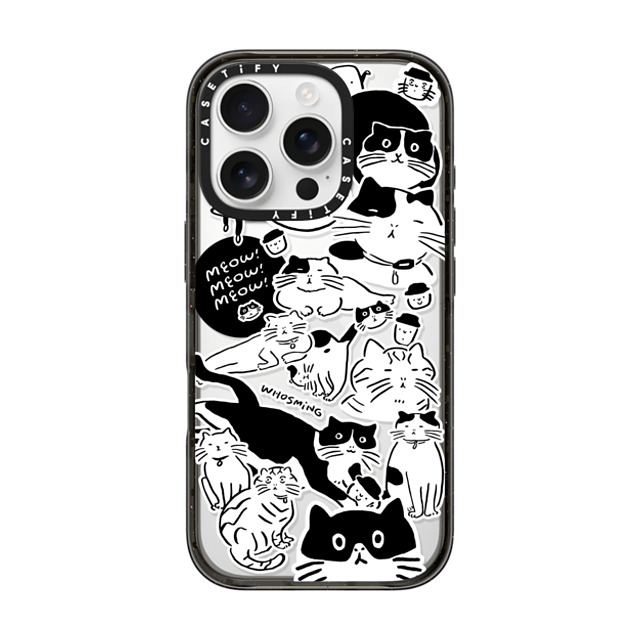 WHOSMiNG x CASETiFY iPhone 16 Pro ケース ブラック インパクトケース MEOW! MEOW! MEOW!