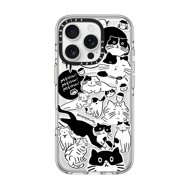 WHOSMiNG x CASETiFY iPhone 16 Pro ケース クリア クリア ケース MagSafe対応 MEOW! MEOW! MEOW!