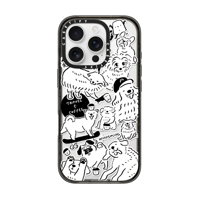 WHOSMiNG x CASETiFY iPhone 16 Pro ケース ブラック インパクトケース MagSafe対応 DOG STICKERS