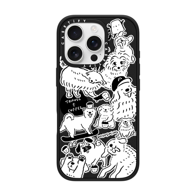 WHOSMiNG x CASETiFY iPhone 16 Pro ケース マットブラック インパクトケース MagSafe対応 DOG STICKERS