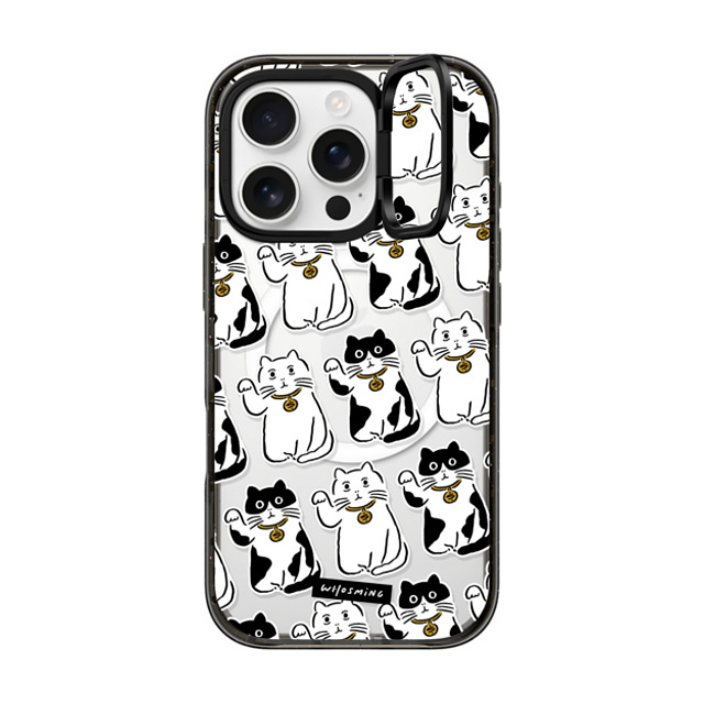 WHOSMiNG x CASETiFY iPhone 16 Pro ケース ブラック インパクトリングスタンドケース MagSafe対応 FORTUNE CATS